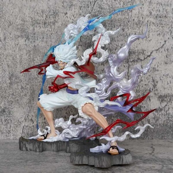 4-5 (1) Luffy Gear 5 Nika Raiden Figurine One Piece 25cm avec effets éclair – Statue collector